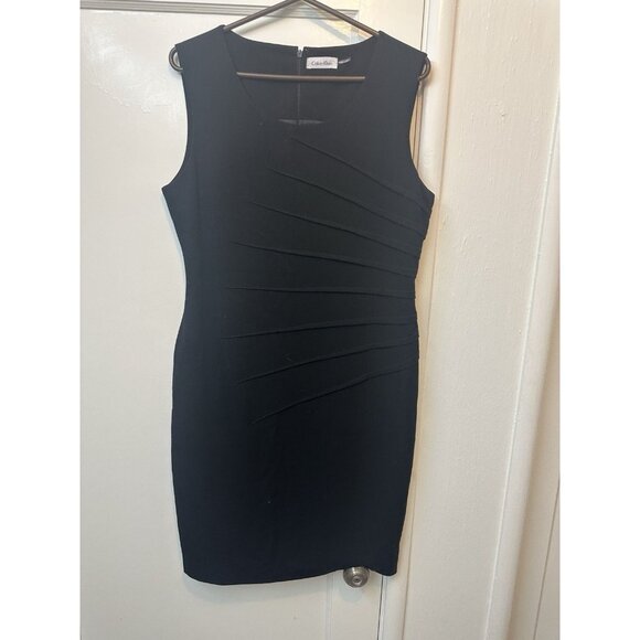 Calvin Klein Dresses & Skirts - Calvin Klein Black Sheath Dress Womens Sleeveless Ruched Bodycon Career Formal S